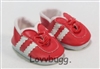 Red Leather Look Sneakers for American Girl 18 inch or Bitty Baby Born Doll Shoes