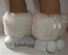 White Fur Pom Pom Boots for American Girl 18 inch or Bitty Baby Born Doll Shoes