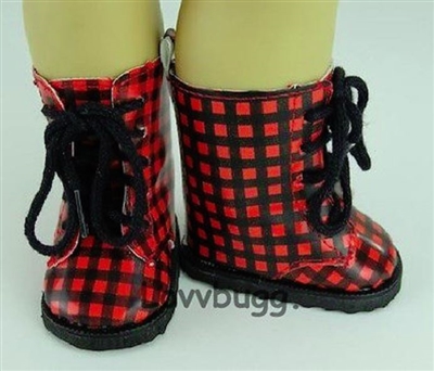 Red and Black Check Boots
