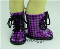 Purple Black Check Boots