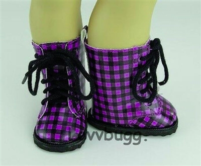 Purple Black Check Boots