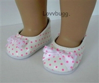 White with Pink Polka Dots Flats