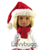 Red Santa Hat and Scarf Set for Wellie Wishers 14.5 inch Doll Clothes Accessory