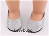 Economy Silver Micro Glitter Slip-Ons  for American Girl 18 inch Doll Shoes Accessory