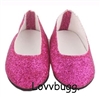 Economy Hot Pink Micro Glitter Slip-Ons  for American Girl 18 inch Doll Shoes Accessory