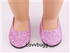 Economy Medium Pink Micro Glitter Slip-Ons  for American Girl 18 inch Doll Shoes Accessory