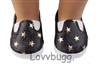 Black Sneakers with Gold Stars for American Girl 18 inch and Bitty Baby Born Doll Shoes