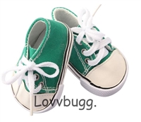 Irish Grass Green Sneakers for 18 inch American Girl, Boy, Baby Doll Shoes St Patrick's Day Leprechaun Costume