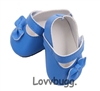 Blue Side Bow Easy Close Mary Janes for American Girl 18'' and Bitty Baby Born Doll Shoes