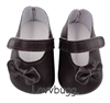 Black Side Bow Easy Close Mary Janes for American Girl 18 inch' and Bitty Baby Born Doll Shoes