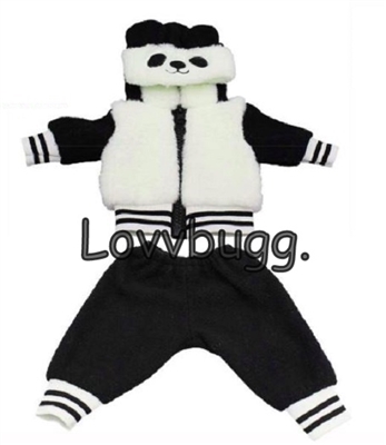 Furry Panda Hoodie  Pants Set