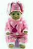 Pink Bunny Rabbit Sleeper with Ha for 15 to 17 inch Bitty Baby Born Doll Clothes