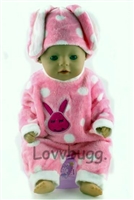 Pink Bunny Rabbit Sleeper with Ha for 15 to 17 inch Bitty Baby Born Doll Clothes