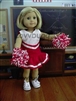 Red Cheerleader Costume with Pom Poms  for American Girl 18 inch or Bitty Baby Born Doll Clothes