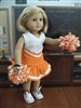Orange Cheerleader Costume with Pom Poms for American Girl 18 inch or Bitty Baby Born Doll Clothes