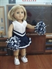 Navy Cheerleader Costume with Pom Poms for American Girl 18 inch or Bitty Baby Born Doll Clothes