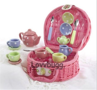 Tea Set Pink Basket