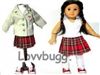 Plaid Skirt and Khaki Jacket School Uniform Set for American Girl 18 inch Doll Clothes