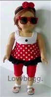 Red Dots Minnie Capris Complete Set for American Girl 18 inch or Bitty Baby Born Doll Clothes