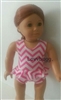 Pink Zig Zags Swimsuit for American Girl 18 inch or Bitty Baby Born Doll Clothes