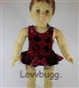 Burgundy and Black Velvet Swimsuit  for American Girl 18 inch or Bitty Baby Born Doll Clothes