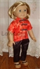 Red and Black Chinese Asian Pajamas for American Girl 18 inch or Bitty Baby Born Doll Clothes