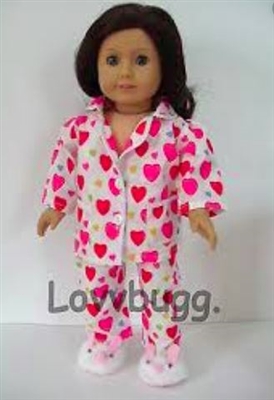 Pink/Red on WhiteHeart Pajamas