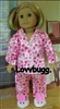 Pink Hearts Satin Pajamas  for American Girl 18 inch or Bitty Baby Born Doll Clothes