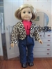 Jeans Leopard Jacket Shirt Set  for American Girl 18 inch or Bitty Baby Born Doll Clothes