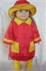 Red and Yellow Raincoat with Hat  for American Girl 18 inch or Bitty Baby Born Doll Clothes