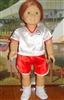 Red Satin Soccer Uniform  for American Girl 18 inch or Bitty Baby Born Doll Clothes