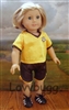 Yellow and Black Soccer Uniform  for American Girl 18 inch or Bitty Baby Born Doll Clothes
