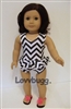 Black and White ZigZags Swimsuit  for American Girl 18 inch or Bitty Baby Born Doll Clothes