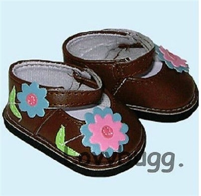Brown Flowery Mary Janes