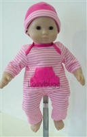 Hot Pink Stripes Baby Onesie with Hat