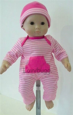 Hot Pink Stripes Baby Onesie with Hat