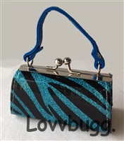 Mini Blue Zebra Glitter Purse