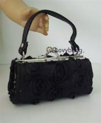 Mini Black 3D Roses  Purse