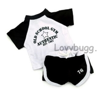Black and White School Gym Uniform for American Girl or Boy 18 inch Doll Clothes