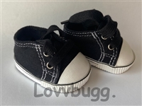 Black Sneakers with Black Laces for American Girl 18 inch or Baby Doll Shoes