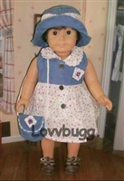 Denim & Calico Dress with Hat and Bag