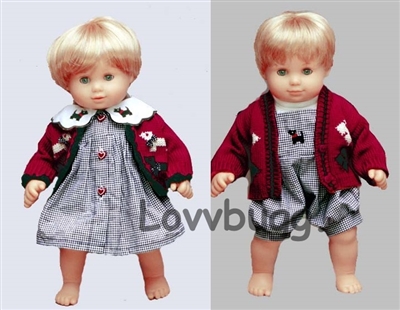 Both Scottie Dog Outfits for Bitty Twins 15 inch Doll Clothes