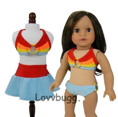Rainbow Bikini and Skirt Set