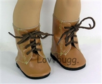 Camel Tan Boots for American Girl or Boy 18 inch or Bitty Baby Born Doll Shoes