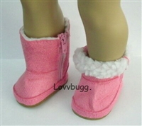 Warm Winter Pink Shearling Uggly Boots for American Girl 18 inch or Baby Doll Shoes