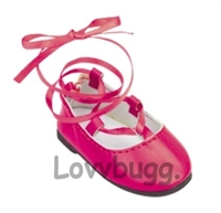 Hot Pink Lace Up Ballet Flats for 18 inch American Girl Dolls