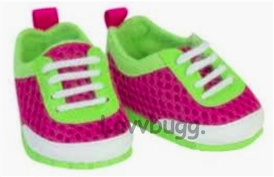 Pink and Green Mesh Sneakers