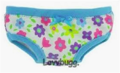 Blue Boy Shorts Style Floral Panties