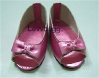 Pink Metallic Bow Peep-Toe Shoes