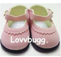 Pink Suede ZigZag Mary Janes for American Girl 18 inch and Bitty Baby Born Doll Shoes